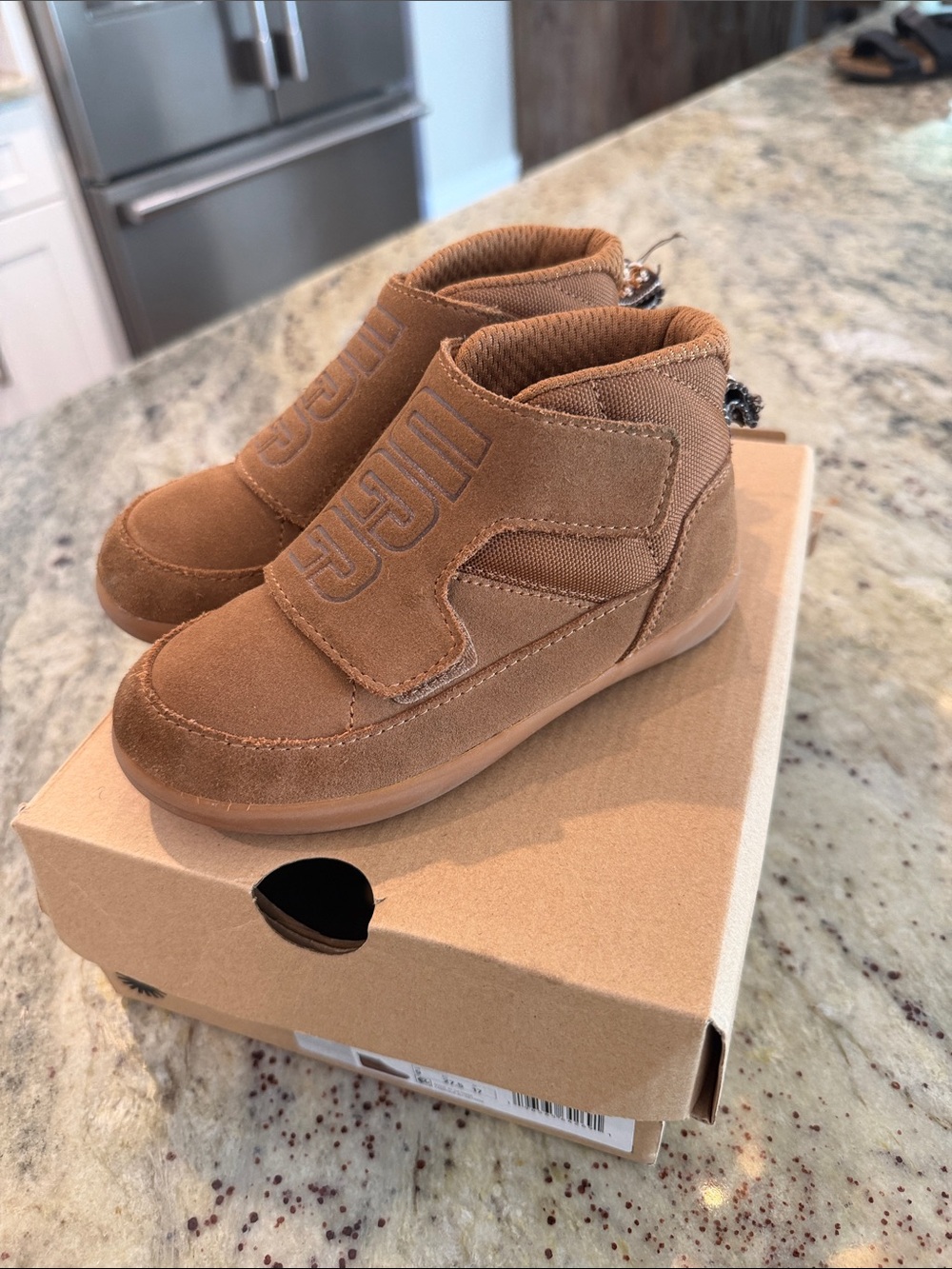 UGG Kids Chestnut Suede Velcro Booties